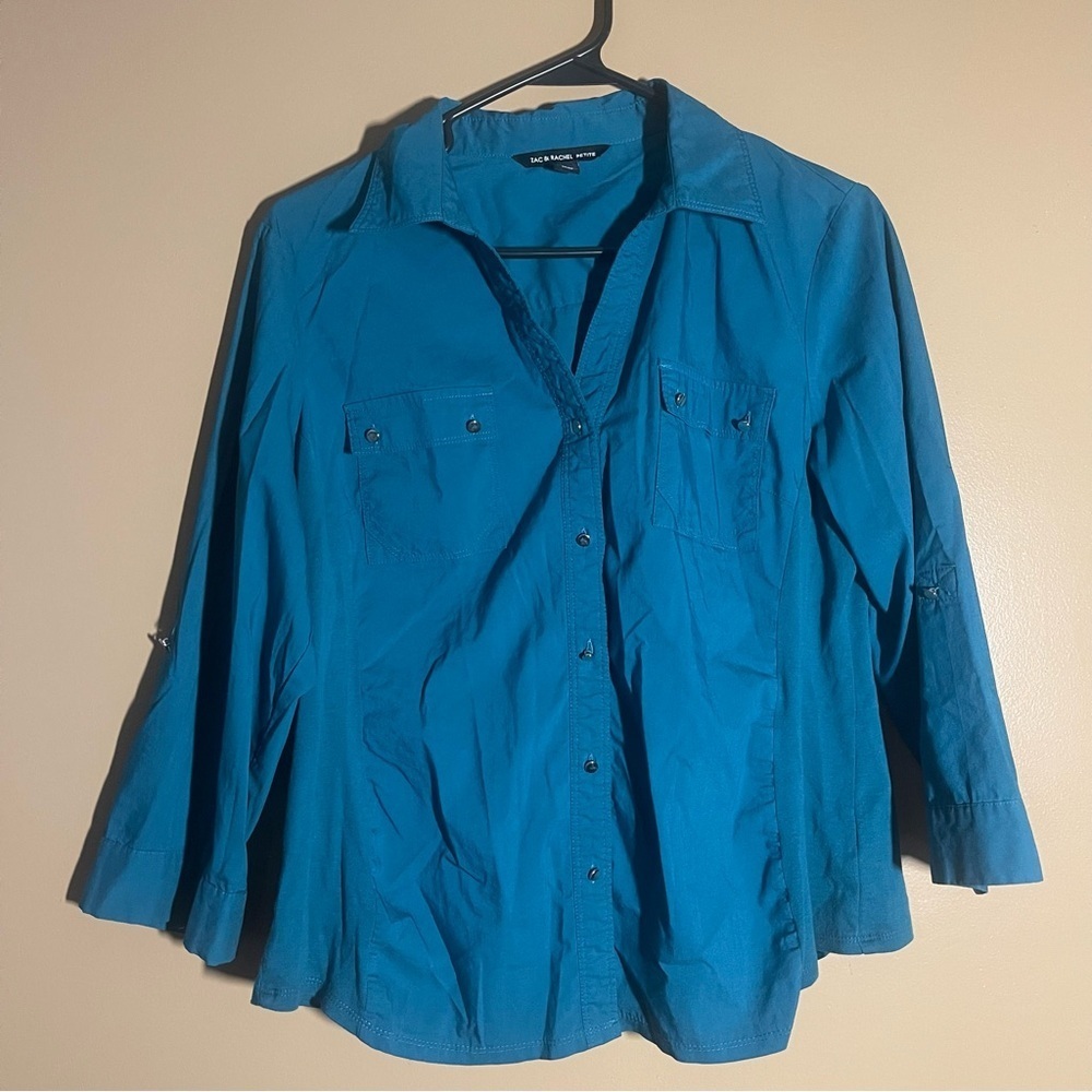 Zac & Rachel Teal Button-Down Shirt Size PL